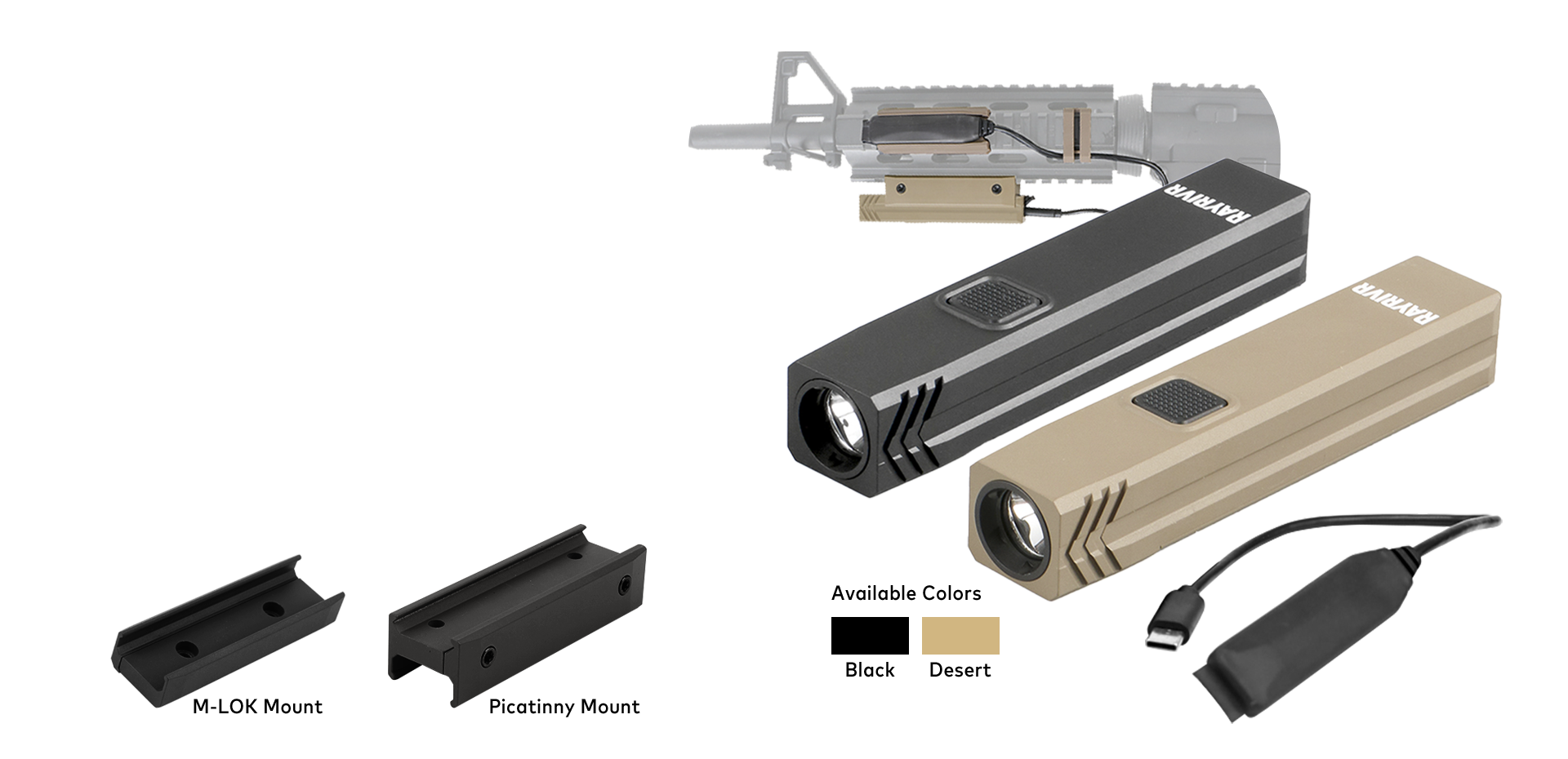 Picatinny Tactical Flashlight with Mount And Pressure Switch